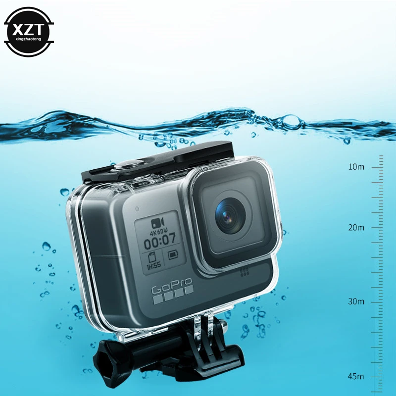 Repulsión paciente Soplar Funda impermeable para GoPro Hero 8, carcasa protectora negra, filtros de  lente de cámara subacuática de 60M, juego de buceo y natación|Carcasas para  videocámara deportiva| - AliExpress