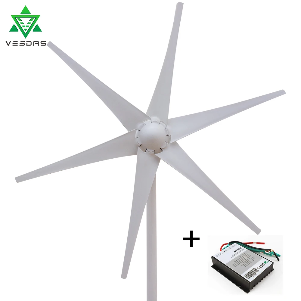 

2019 Best Selling Wind Generator 400W Wind Turbine with 3/5/6PCS Blades + Wind Generator Charge Controller, For Marine and Land