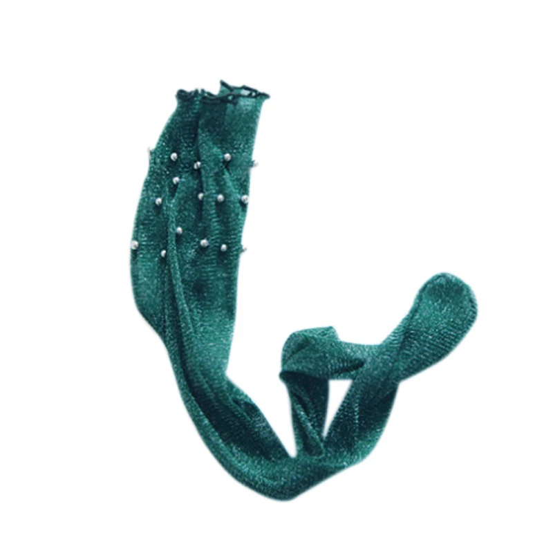 Модные женские блестящие сетчатые носки с серебряными бусинами, блестящие мягкие носки, прозрачные эластичные Чулочные изделия SER88