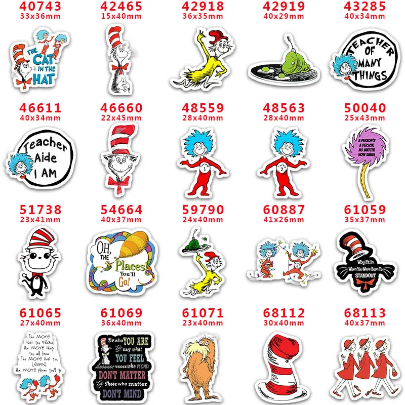 10 Pcs Dr.Seuss Resin Flatback for Hair Bows Planar Resin Crafts Custom Resin for DIY Phone Decorations PR42918