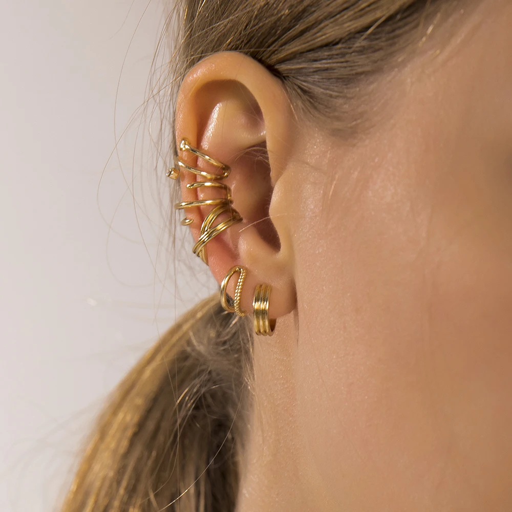 Punk Gold Plated Ear Cuff Cartilage Ear Clip for Women No Pierced C Shape Geometric Small Earcuff Wrap Earcuff Clips Jewelry