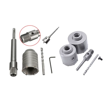 

65mm 80mm Wall Hole Saw Centre Drill Bit Plus Shank Wrench Kit with 1 Set 50mm Sds Plus Shank Concrete Cement Stone Wall Hole Sa