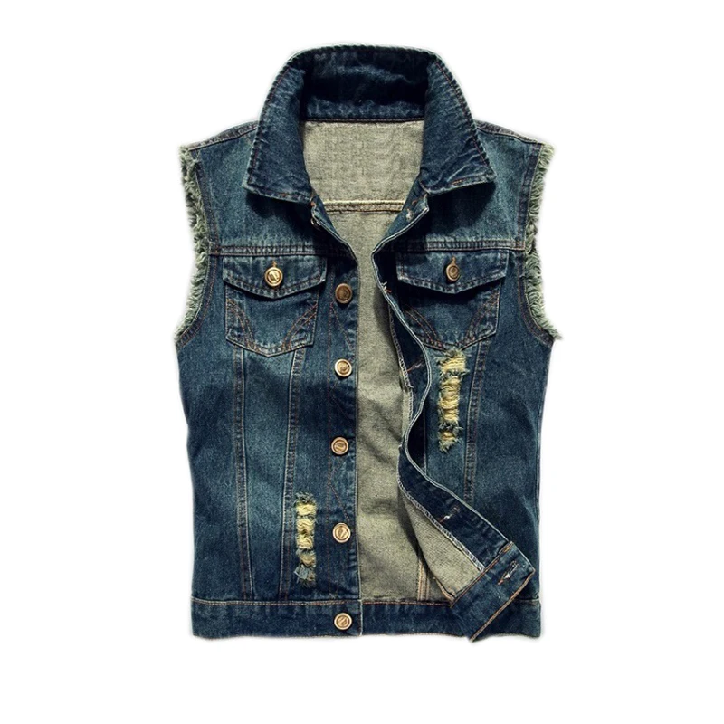 Men Denim Vest Spring and Summer Male Tank Top Washed jeans Waistcoat Man Cowboy Brand Hip Hop Sleeveless Jacket Plus Size 6XL