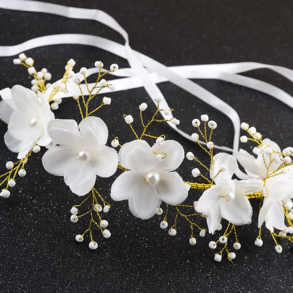 Women Girl Pearl Flower Wedding Bridal Headband Clip Hair Band Tiara Accessories