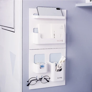 

2Pcs Bedside Shelf Accessories Organizer-Wall Mount Self Stick On,Perfect for Glasses,Remote,Earphone,Manicure Kit