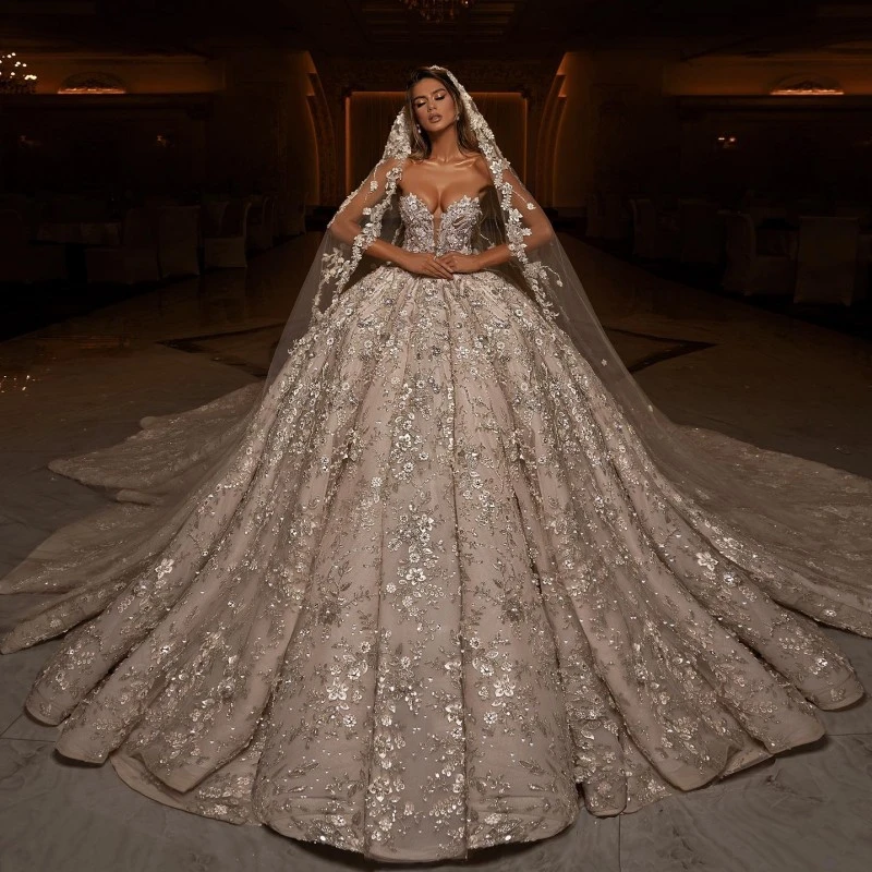 ロイヤルプリンセスのウェディングドレス 3d 花のアップリケ ハート型 ふくらんでいる ファッション21 ウェディングドレス Aliexpress