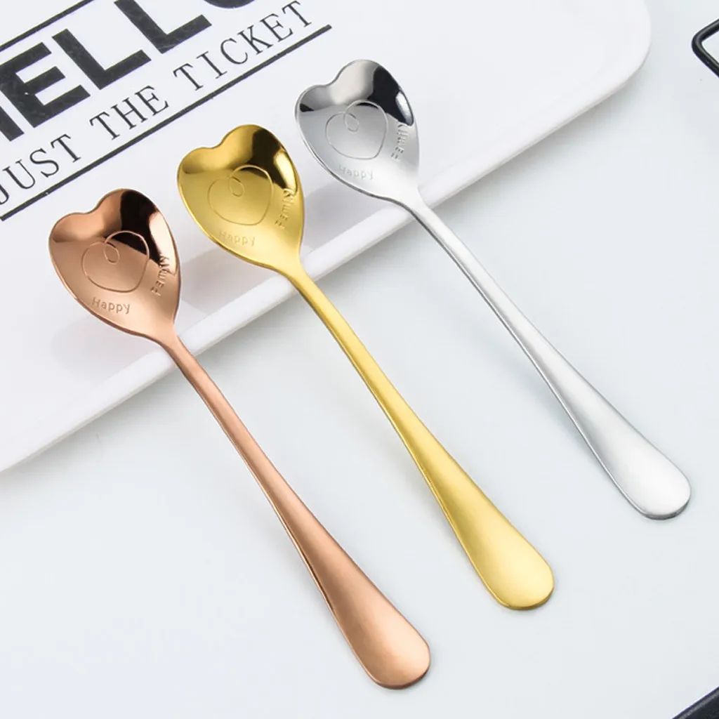 Ложка в форме любви с ручкой ложка Flatware кофе для питья кухонный гаджет 3шт^ 25