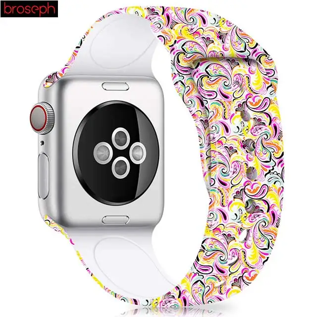 R Напечатанный ремешок для apple watch 4 band 40 мм 44 мм силиконовые ремешки для часов для iwatch 3 2 1 band 38 мм 42 мм браслет - Цвет ремешка: R