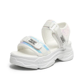 

Women's Platform Hook Loop Sandals Ladies Flat Daddy Shoes Buckle Strap Walking Fashion Female Casual Woman Sandal 2020 Summer