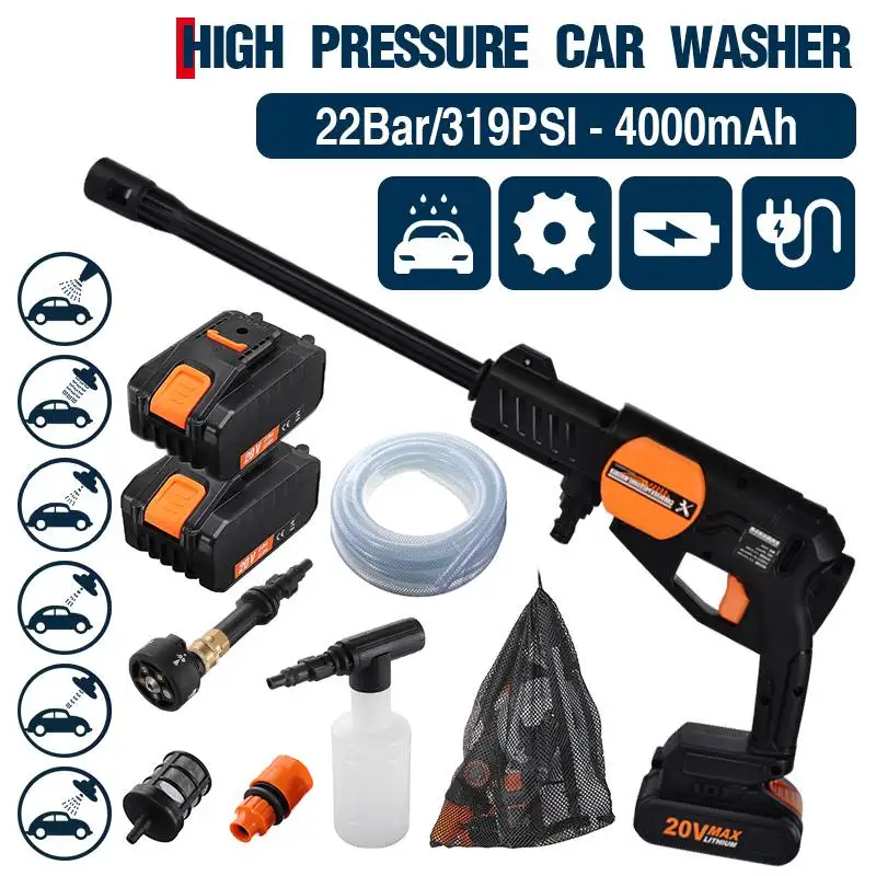 US $93.07 200W Electric High Power Pressure Washer 22BAR319PSI Power Jet Wash Car Cleaner Portable Rechargable Water Cleaner Sprayer