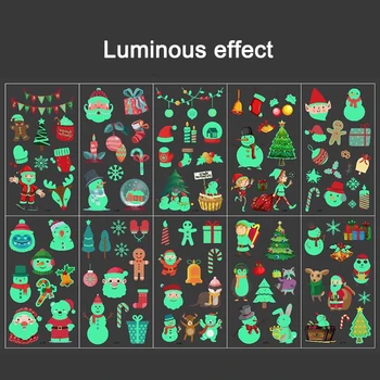 

10 pcs Waterproof Luminous Christmas Temporary Tattoos Stickers Christmas Party Decorations for Kids DU55