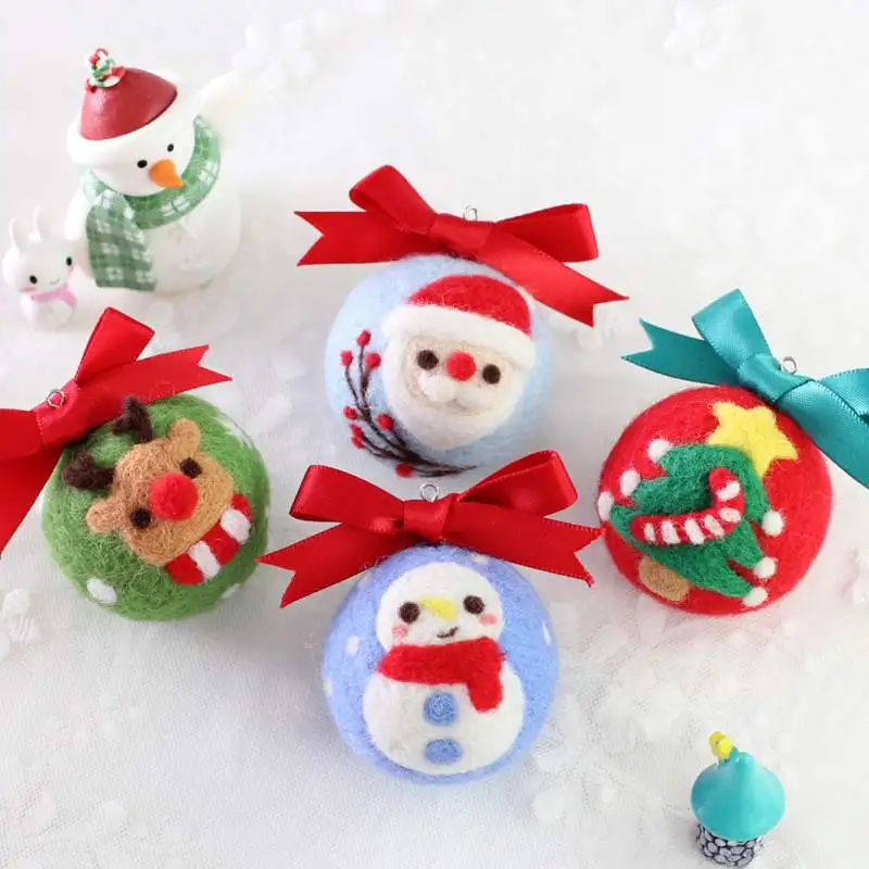 Diy ручной работы материал из шерстяного войлока сумка креативные рождественские штампы ручной работы милый Рождественский шар брелок игла Войлок набор