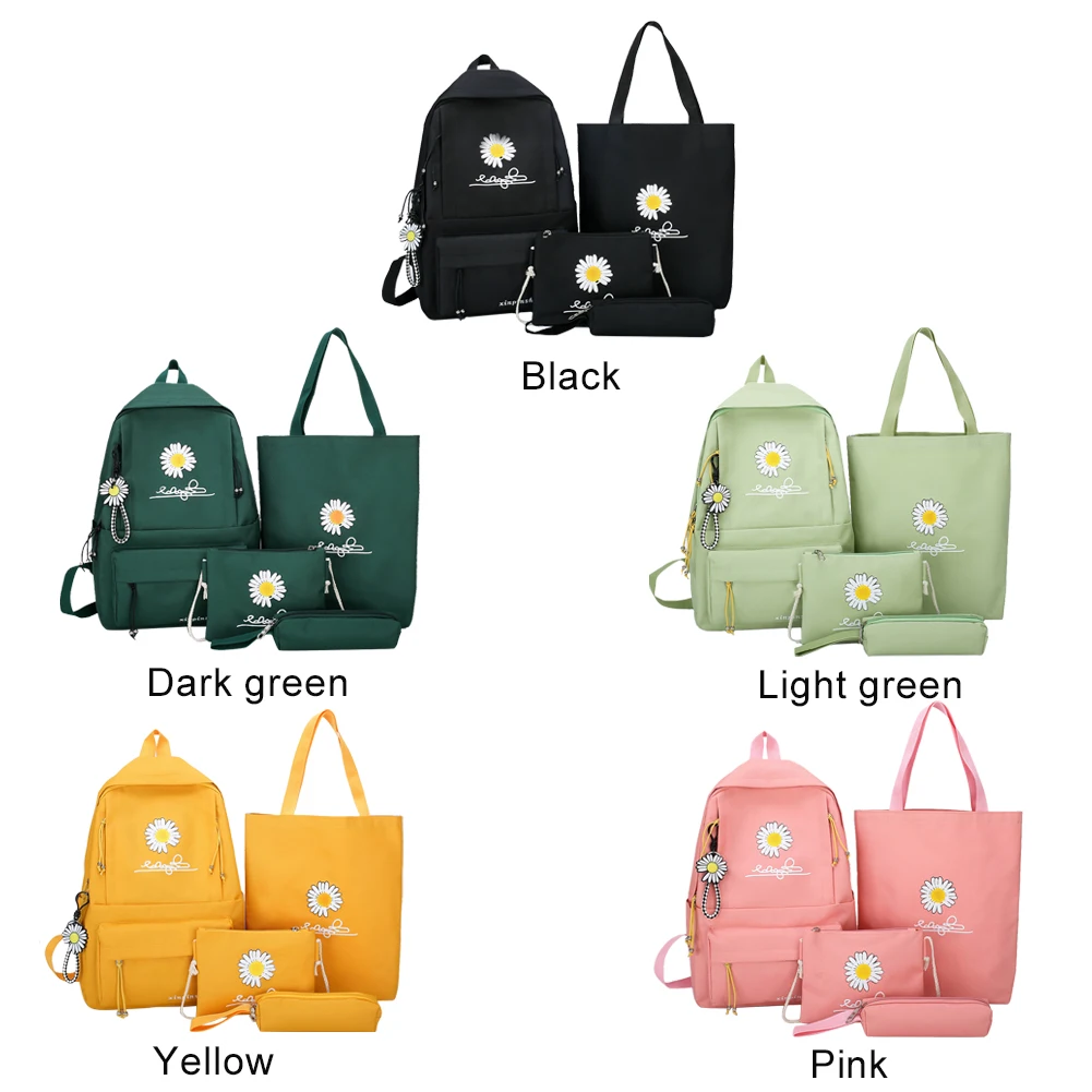 Daisy Canvas Backpack School Bag Messenger Bag Set for Girls