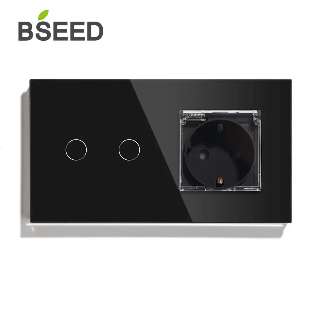 BSEED 2gy1 Way 2 Way сенсорный выключатель с новым водонепроницаемым стандартом ЕС черный белый золотой настенный светильник Переключатель ЕС розетка переключатель