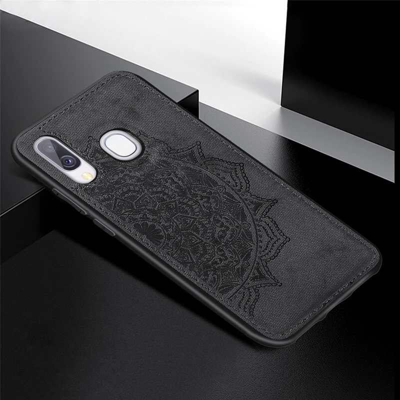 Black Ткань задняя крышка чехол для samsung Galaxy A10 A20 A30 A40 A50 A70 M30s A10s M10 M20 S7 S8 S9 S10 Plus, Note 8, 9, 10, силиконовый чехол - Цвет: Black