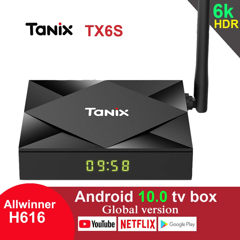 Tanix TX6S ТВ приставка Android 10,0 Allwinner H616 Четырехъядерный 4 Гб 64 Гб 2,4G/5G двойной Wifi Youtube 6K HDR Google TX6 Смарт медиаплеер