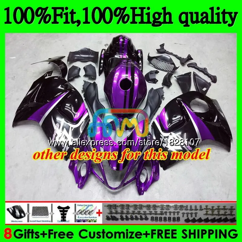 Черный пламенем впрыска для SUZUKI Hayabusa GSXR 1300 GSXR-1300 57BS. 237 GSXR1300 08 13, 14, 15, 16 лет 2008 2013 обтекатель