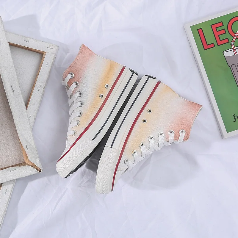 Новые парусиновые туфли женские повседневные с высокой поддержкой ручной