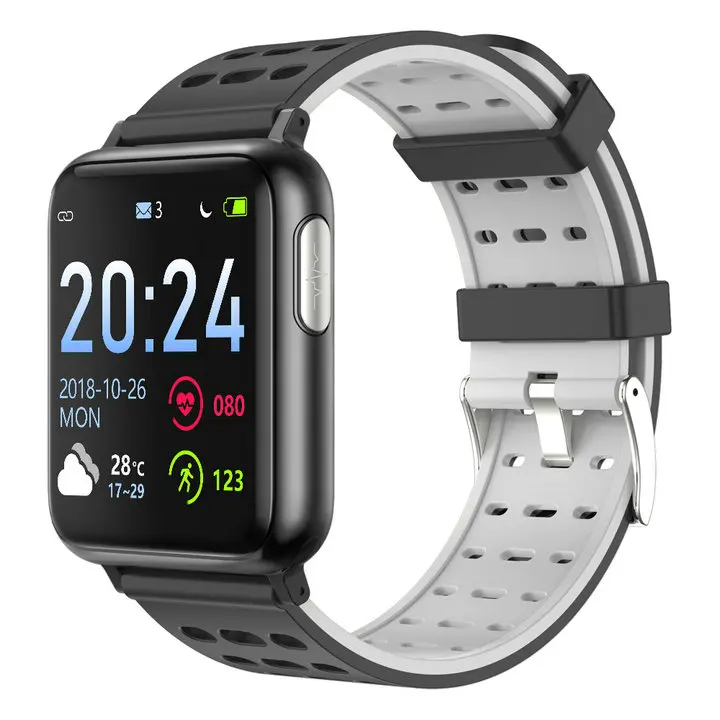 Gray and black Смарт-часы ECG PPG HRV сердечного ритма фитнес-трекер монитор кровяное давление кислородные Смарт-часы IP67 Водонепроницаемый для мужчин и женщин - Цвет: Gray and black