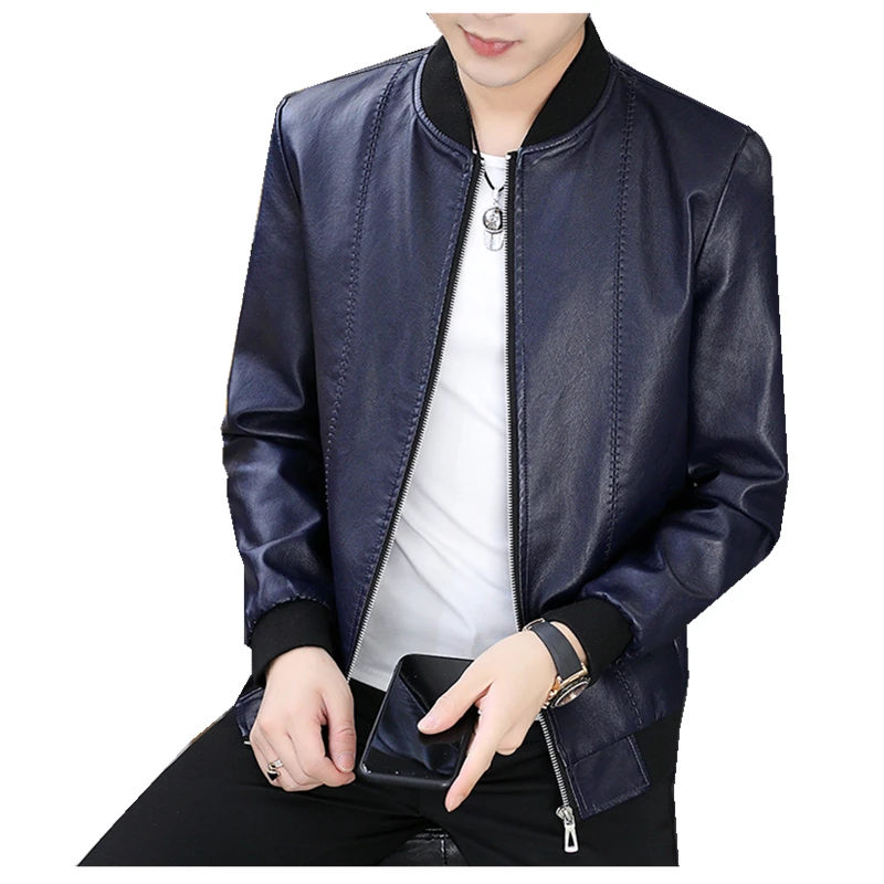 

Fashion Mens Leather Short Leather Jacket Motorcycle Outdoor Warm Coat Faux Leather Outwear
