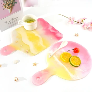 

Handle Tray Silicone Mould Compote Coaster Dinner Plate Crystal Epoxy Resin Mold DIY Crafts Making Tools