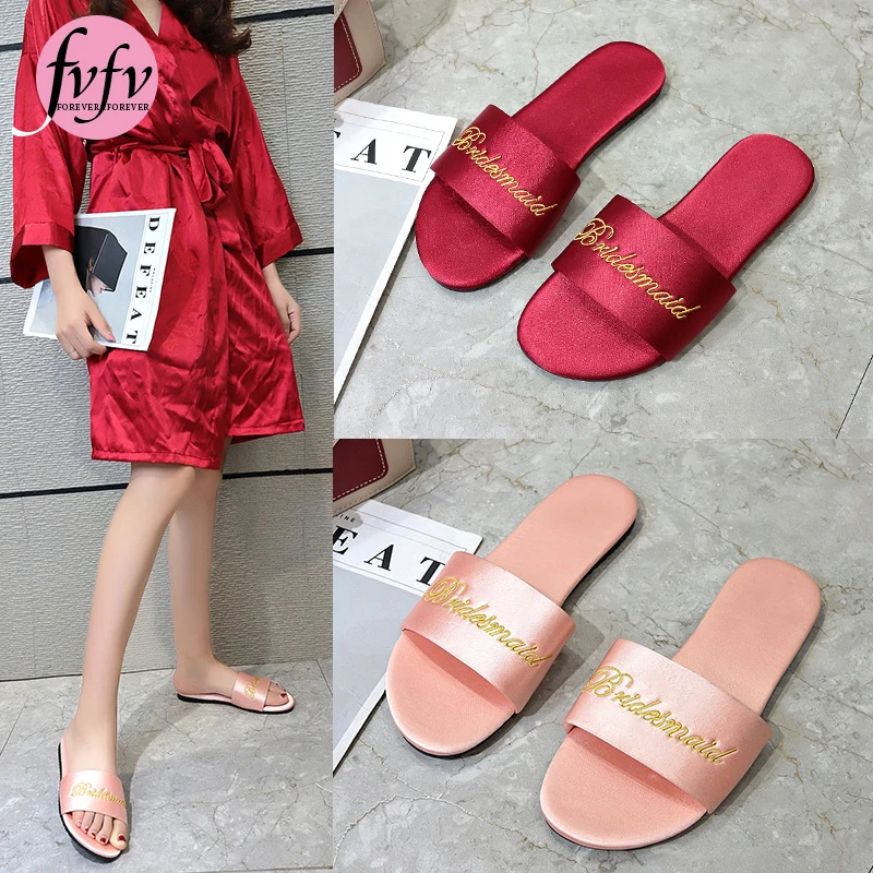 

[FVFV]]Designer Brand Fur Home Slippers Red slides Women Wedding flip-flops Summer Bedroom Non-slip Ladies Indoor Houese Shoes