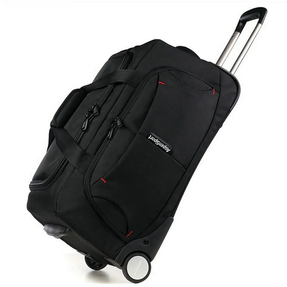 

AspenSport Unisex Roller Luggage Bag Drop Bottom Wheeled Duffel Bag 53L Durable Waterproof Travel Bag AS-T10BLK