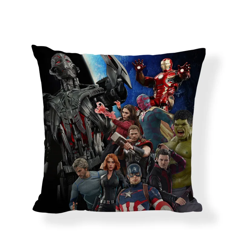 1 45x45 см наволочка с героями Marvel, Мстители, Железный человек, алфавит, герой, льняная наволочка, Наволочка на талию, декоративная наволочка - Цвет: FK002-18