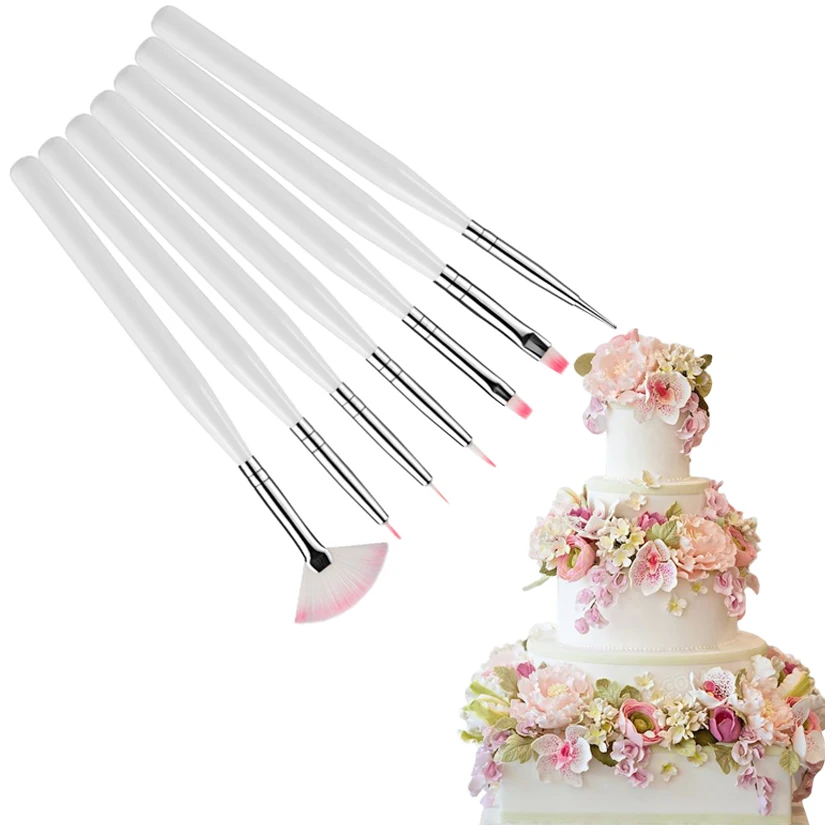 7 Pcs Fondant Kuchen Pinsel Stift Backen Zubehör Multifunktions Icing Gebäck Cookie Cupcake Malerei Sugar Werkzeuge