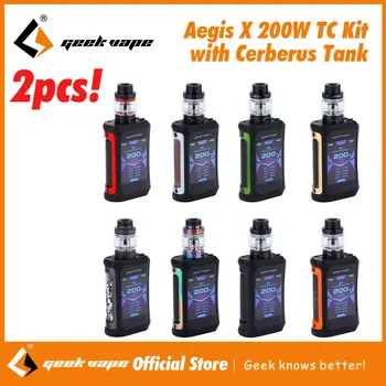 

2PCS !!! Geekvape Aegis X 200W Vape Kit with 2.4 OLED Screen & AS 2.0 Chipset Box Mod kit by dual 18650 batteries VS Aegis Solo