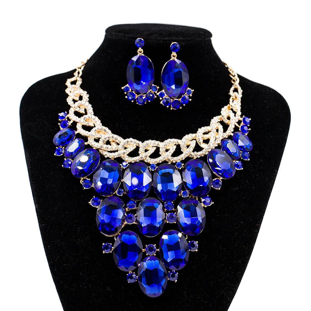 

New Fashion Wedding jewelry Sets Full Austrian Crystal Necklace Earrings Sets For Women Bridal & Party Jewelry Sets JS47