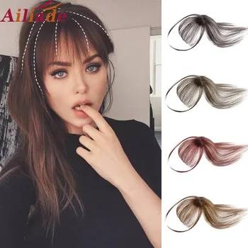 

ALIADE Wig Long Straight Hair Bangs Hair Clip Insert Fake Bangs 100% Real Hair Natural Wig