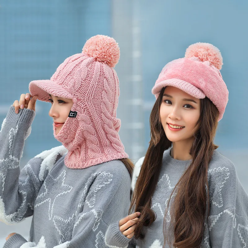 

Winter Hats For Women Designer Hat and Scarf Set For Women Beanies For Women Elegant Winter Cap Knitting With Flaps 2020