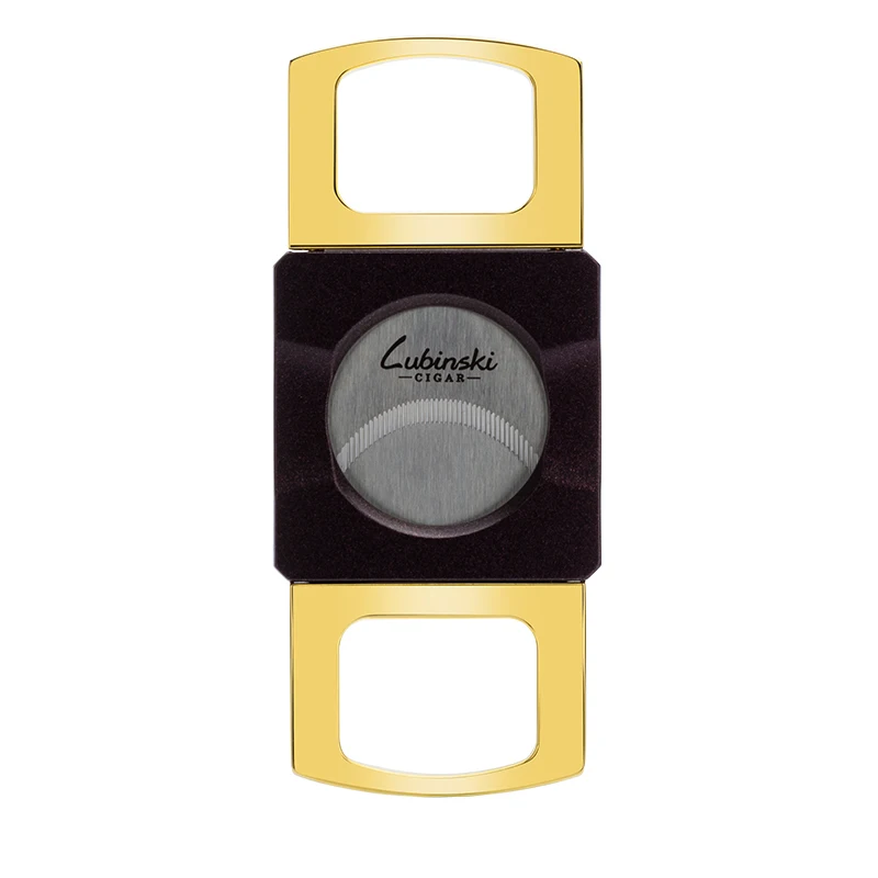 Purple LUBINSKI Stainless Steel Dual Blades Cigar Cutter Sharp Round Cutting Hole Tobacco Cutting For Cigars With Gift Box - Цвет: Purple