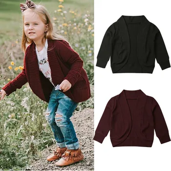 

Toddler Kids Baby Girl Knitted Sweater Cardigan Coat Long Sleeve Top Outwear Solid Spring Autumn Clothing Jackets Coats