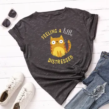 

2019 Fashion Plus Size Women T-shirt 100% Cotton Tee Cute Cat Cartoon Print T-Shirt Women O-Neck Short Sleeve Tshirt Top
