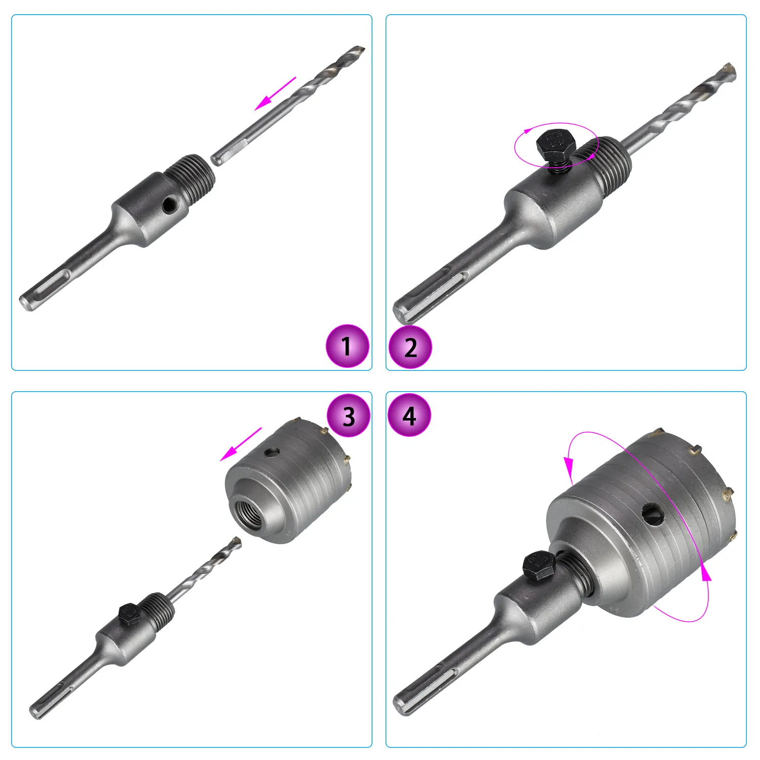 

65mm+80mmWall Hole Saw Core Drill Bit+110mm Rod Round Shank For Cement Bricks Center Handle Wrench Set For Concrete Cement Stone