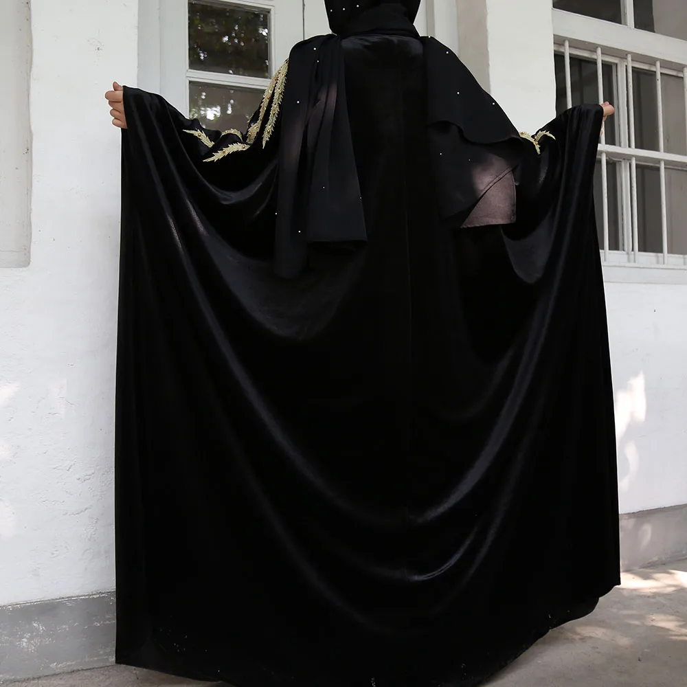 Бархатная Абая кимоно для женщин мусульманский хиджаб платье кардиган женские