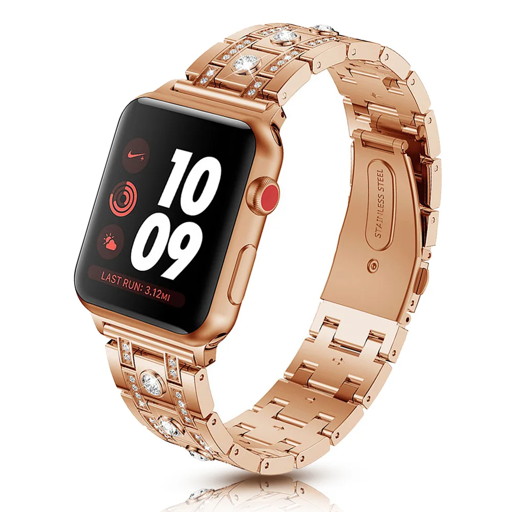 Модный Блестящий женский браслет ремешок для Apple Watch Band Series 5 4 3 2 1 Алмазный металлический ремешок для iWatch 40 мм 44 мм 38 мм 42 мм