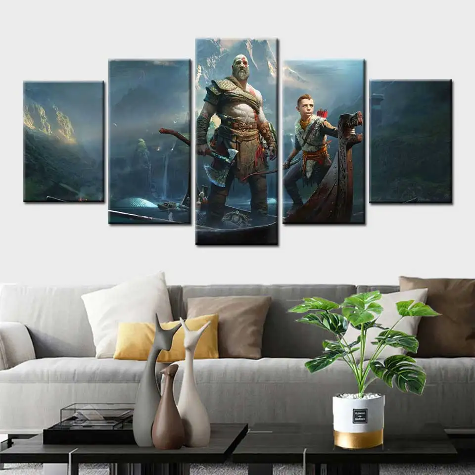 Плакат с игрой бога войны 4 декоративная фигурка 5 панелей HD настенный плакат