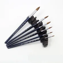 6 шт. в наборе, круглая кисть для красок ласки, высший сорт, ручка для рисования маслом, акварель, короткий деревянный стержень, акриловая краска, товары для рукоделия