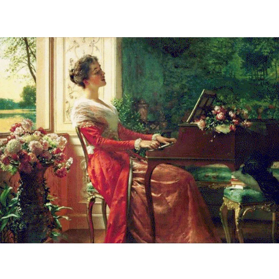 Diy diamond painting Beauty piano full square drill girl diamond embroidery rhinestone 5D diamond mosaic woman needlework