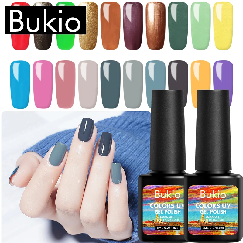 Bukio 50 цветов УФ гель для ногтей 8 мл чистый цвет нужно верхнее покрытие замочить от