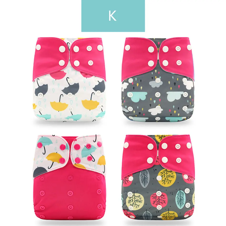 K only diaper Happyflute 4 шт./компл. моющиеся экологически чистые тканевые подгузники; регулируемый пеленки Многоразовые подгузники из ткани подходит 0-2years, на Возраст 3-15 кг для малышей - Цвет: K only diaper