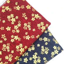 Красный, темно-синий с золотым цветком хлопок Бронзирующая ткань, нарезанная швейная ткань Лоскутная стеганая DIY японская ткань