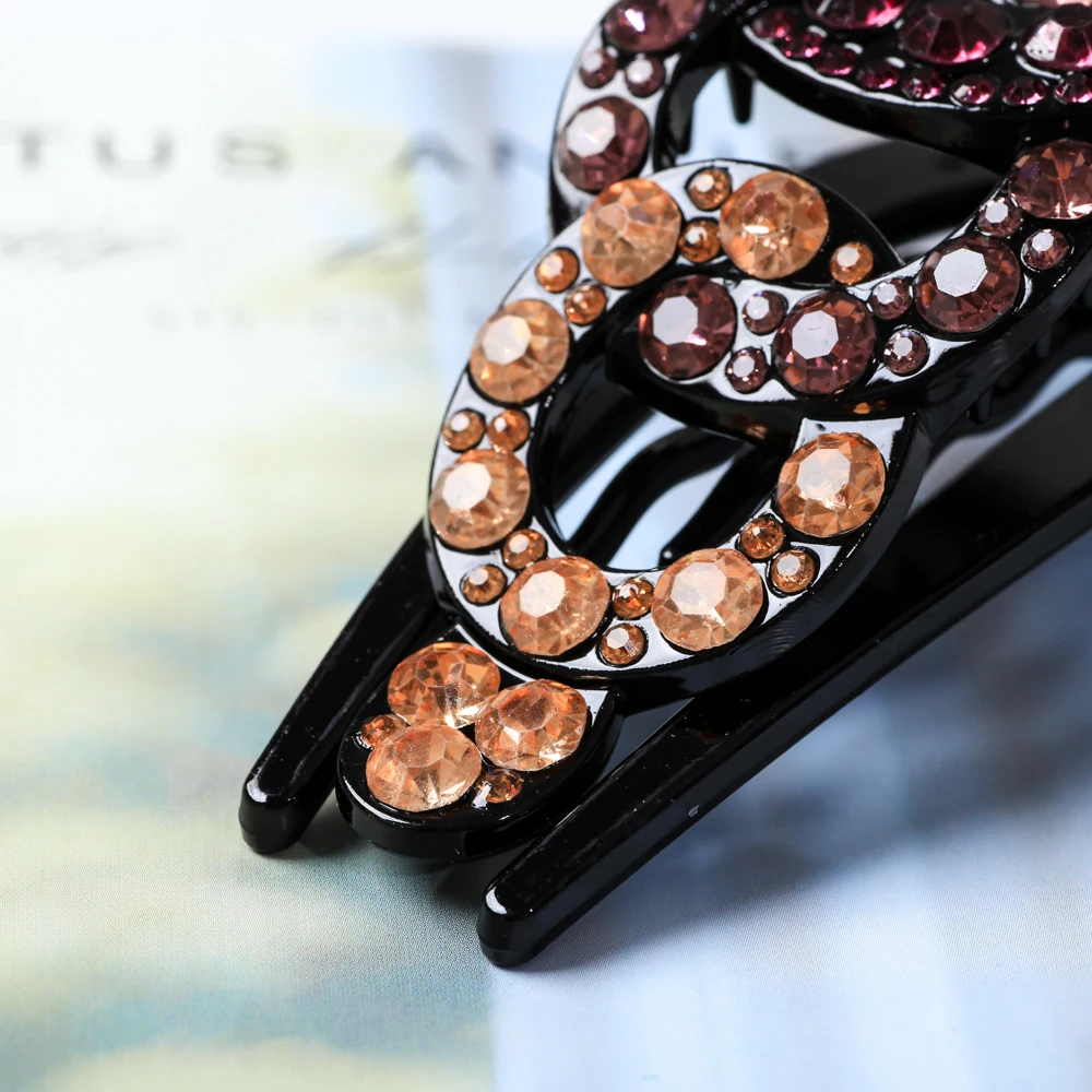 Mode Mädchen Strass Haar Klaue Baum Blatt Geometrische Nachahmung Barrettes Haarnadel Retro Kristall Haar Clips Frauen Haar Zubehör – Detail 9