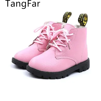 

Girls Boots Plus Velvet Waterproof Boys Snow Boots Warm Pink Children Ankle Boot Fashion Anti-slippery Kids Botas