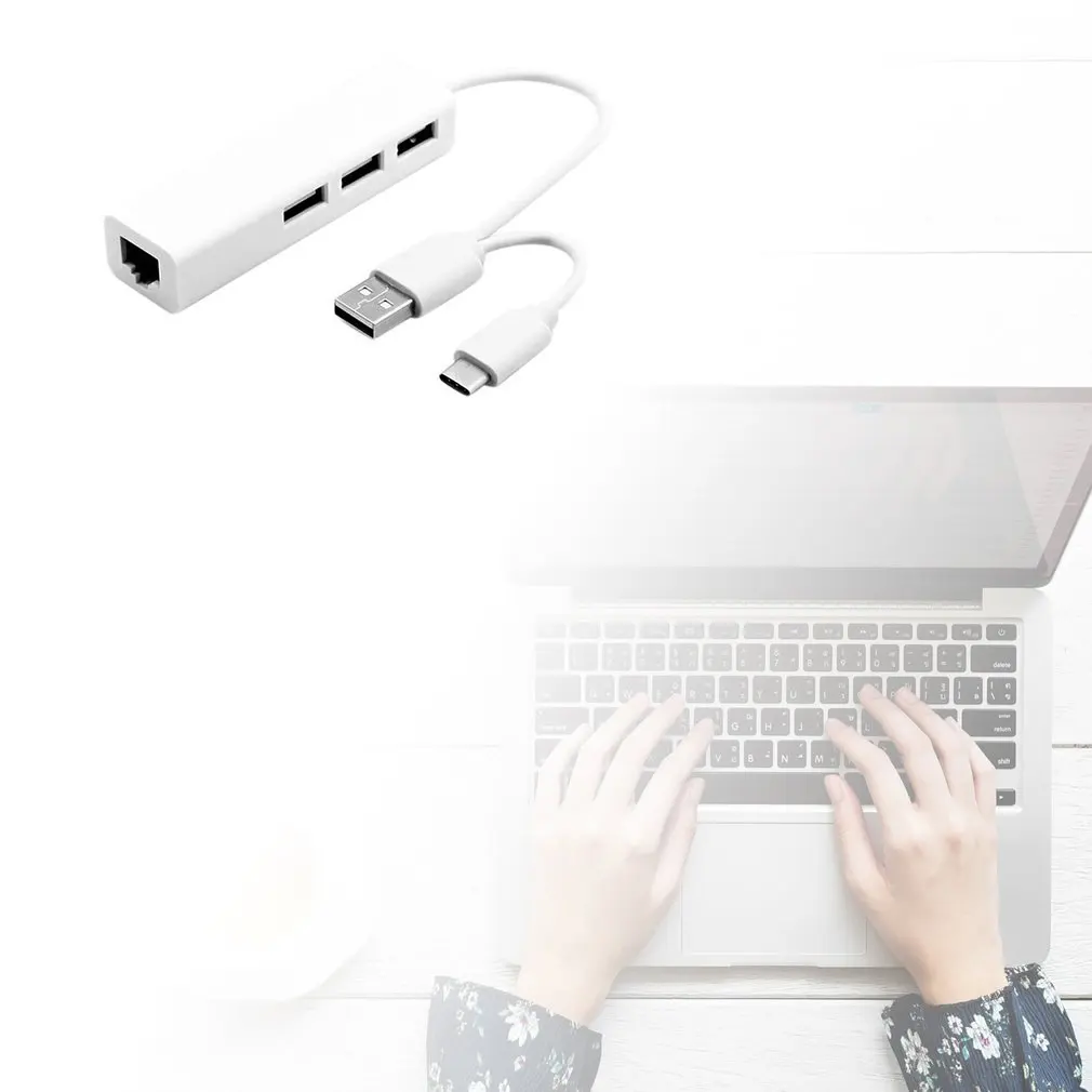 3 Usb 2,0 порт концентратор Usb+ type-C/Usb 2,0 к Lan/Rj45 Ethernet сетевой адаптер кабель