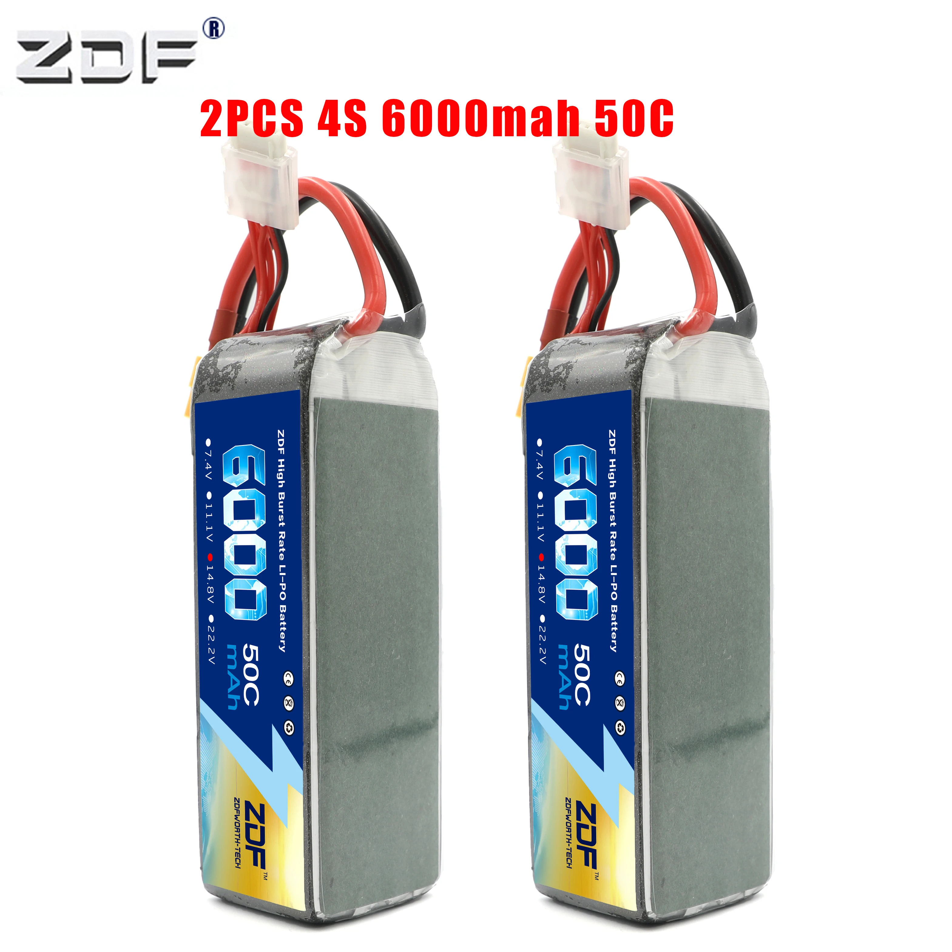 ZDF 2 шт./лот 4S LiPo 14,8 в 6000 мАч аккумулятор с ру 50C-100C XT60 Deans разъем для Traxxas X-maxx 1:10 1:8 автомобилей REDCAT LOSI грузовик