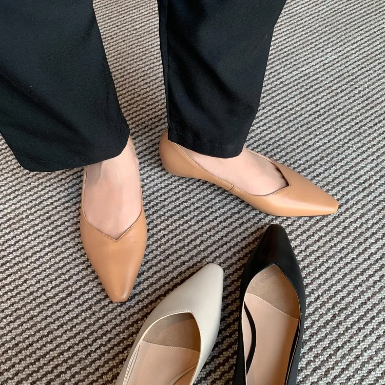 

Spring And Autumn New Style Full-grain Leather 2020 Shop Main Push Small Fragrant Ventilation Network Red Low Chunky Heel Low-Cu